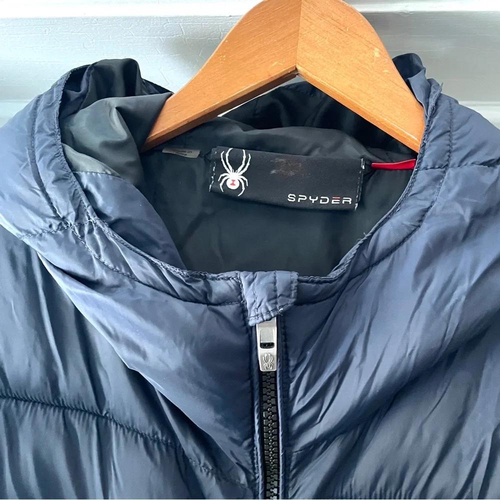 Spyder Nexus Hooded Puffer Logo Jacket in Dark Navy Size M